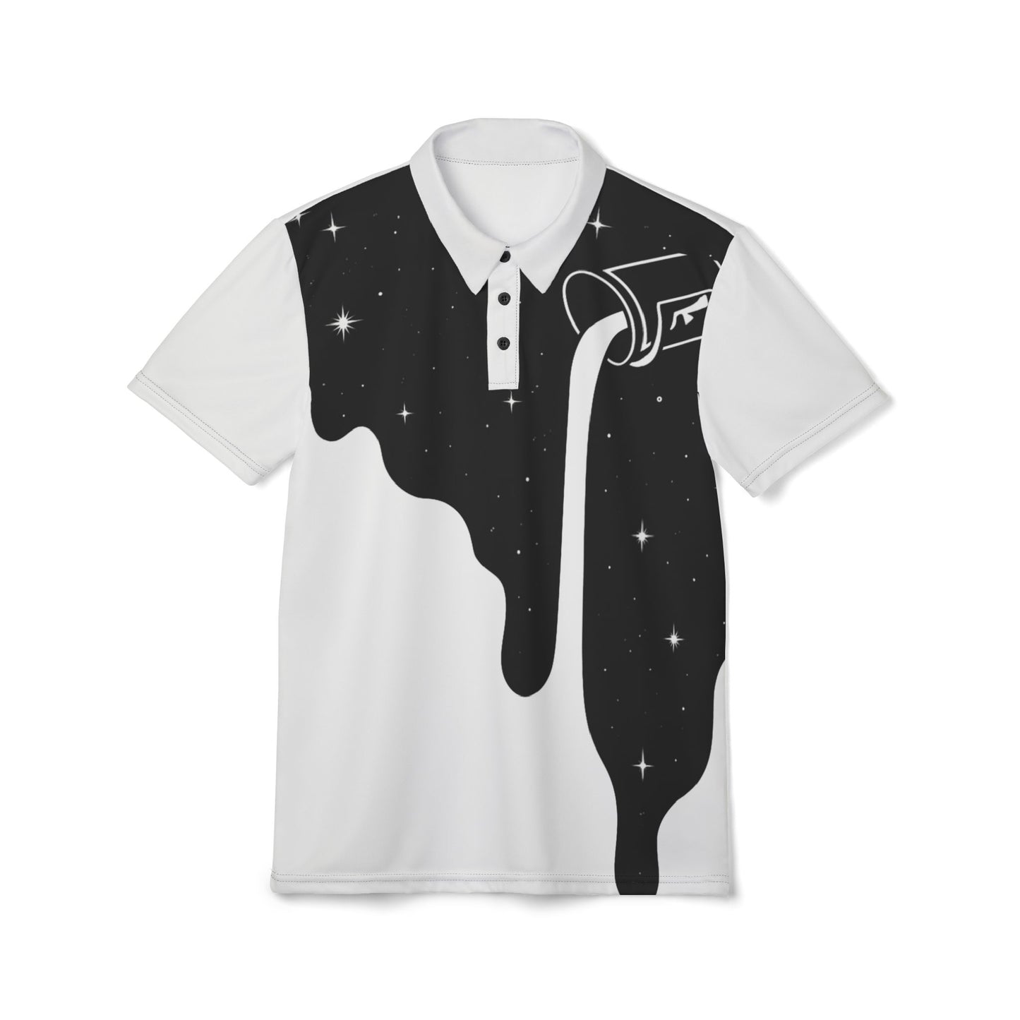 Cosmic Drip Men's Polo Shirt - Stylish Space-Themed Apparel for Casual Days
