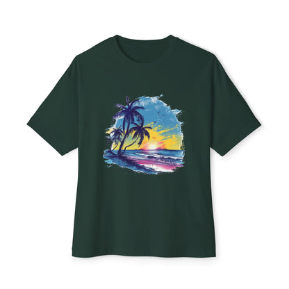 Sunset Beach Vibes Unisex Oversized Boxy Tee