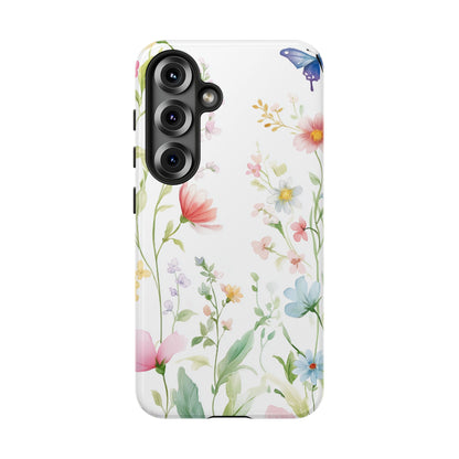 Watercolor Wildflower & Butterfly Phone Case - iPhone, Samsung, and Google case