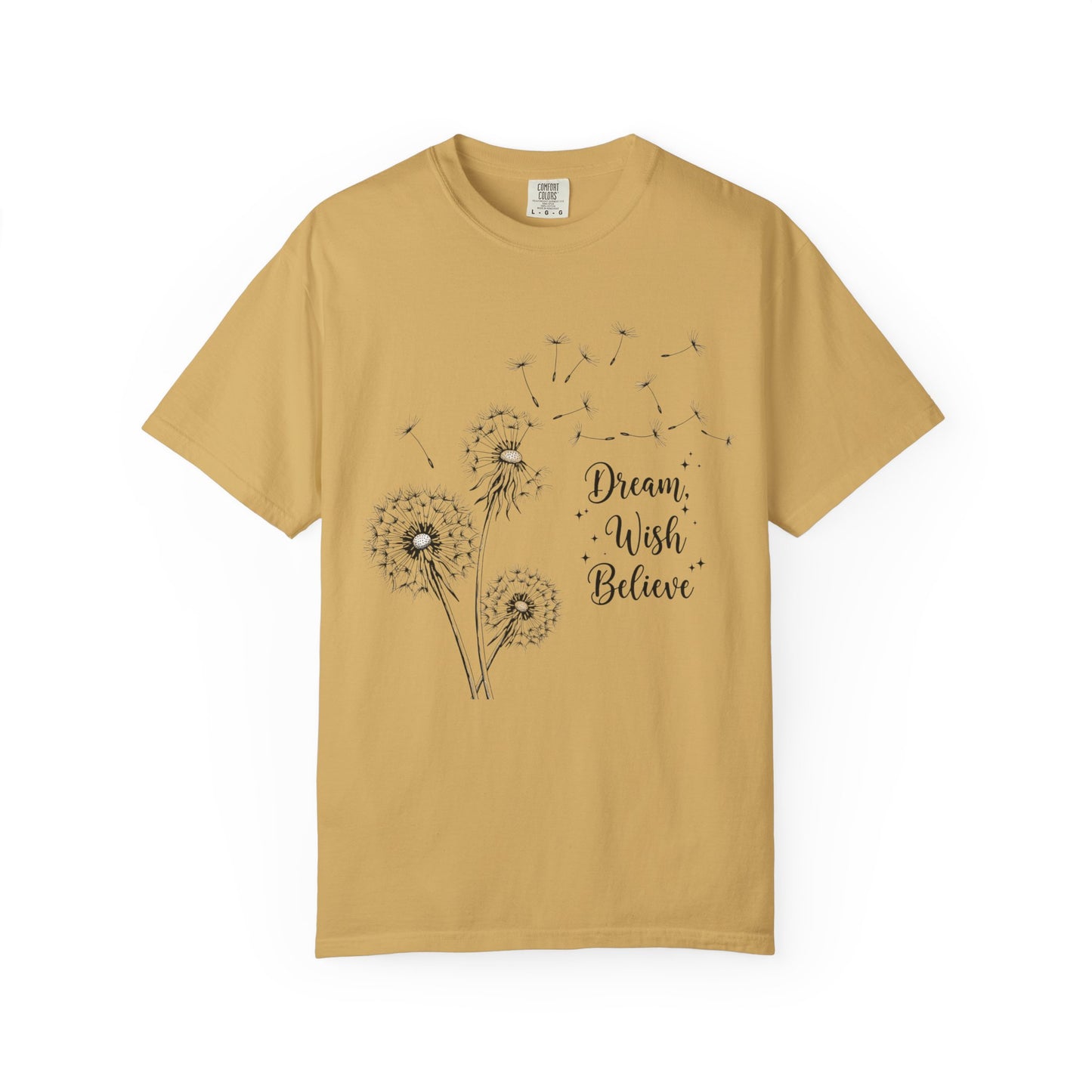 Inspirational Dandelion T-Shirt - Dream, Wish, Believe - Gift Tee