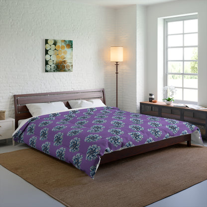 Light Purple Cozy Throw Blanket with Striped Floral Design