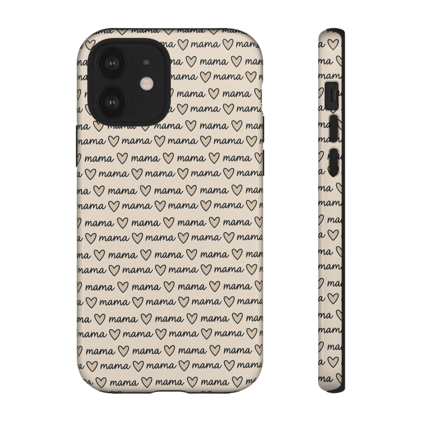 Mama Script Heart Pattern Phone Case