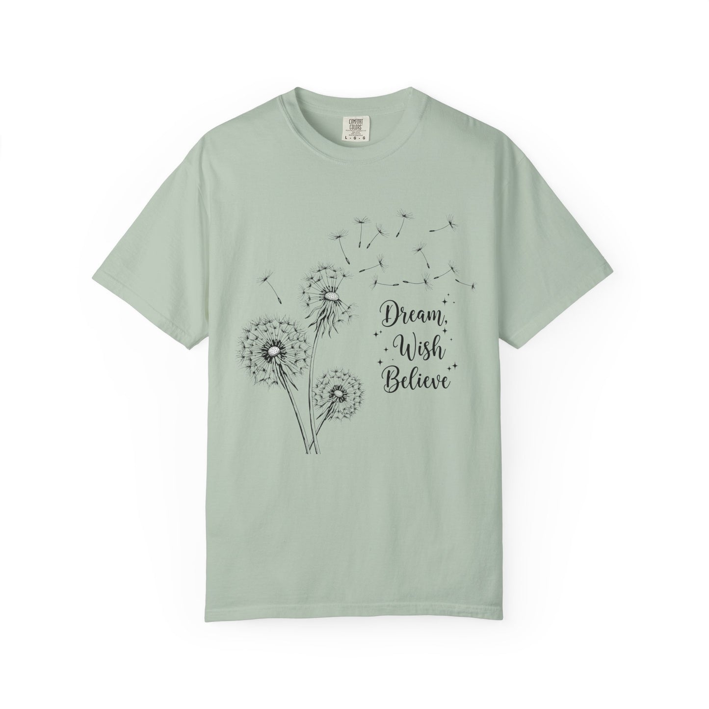Inspirational Dandelion T-Shirt - Dream, Wish, Believe - Gift Tee