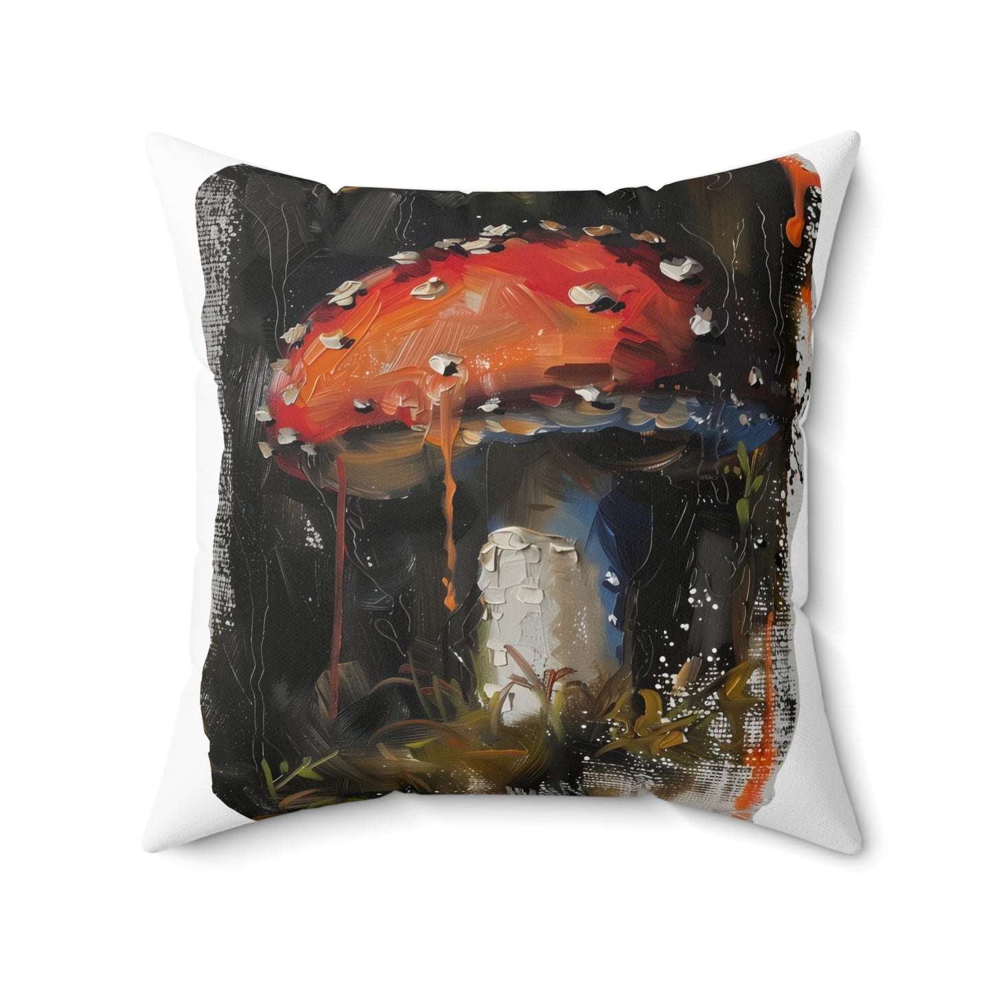 Mushroom Oil colored Square Cushion (White Background)