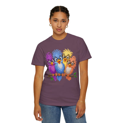 Colorful Bird Friends Women's T-Shirt - Fun & Playful Graphic Tee