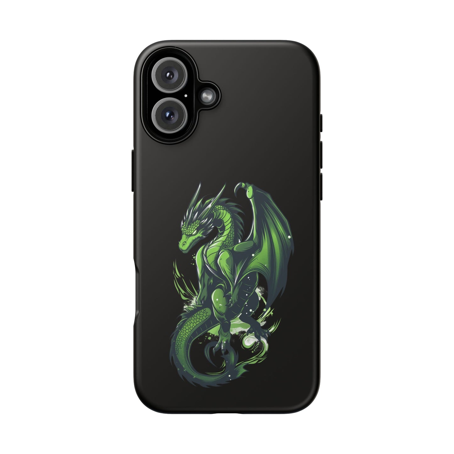 Tough Cases with Green Glowing Dragon design for iPhone, Samsung, and Google