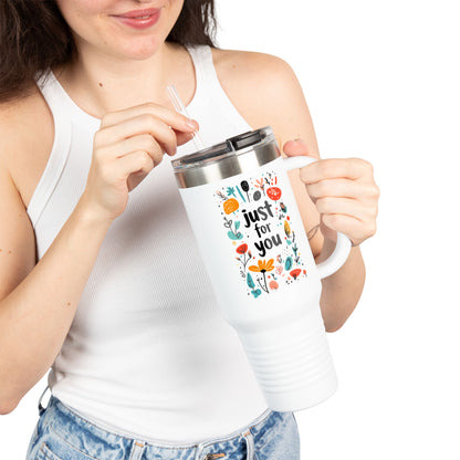 Just for You: 40oz Insulated Travel Mug with Colorful Floral Design