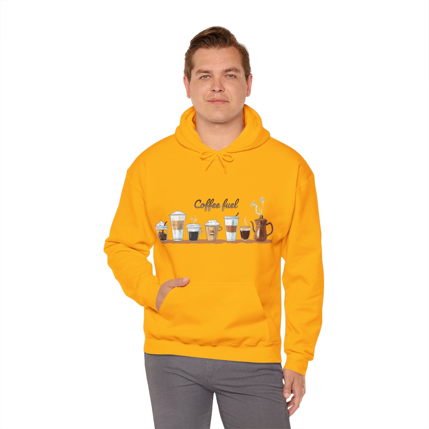 Unisex Heavy Blend™ Hooded Sweatshirt - Coffee Lovers Unisex Hoodie - Cozy Coffee Cups Design Hoodie for Men and Women