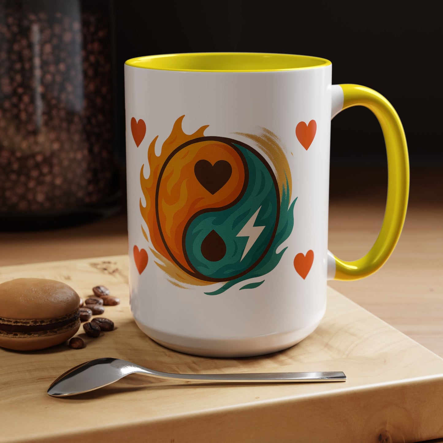 Bold Yin Yang Accent Coffee Mug – 11oz & 15oz – Perfect for Coffee Lovers