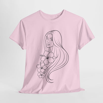Floral Princess Cotton Tee - Chic Casual Wear - Birthday Gift - Mother's Day Gift