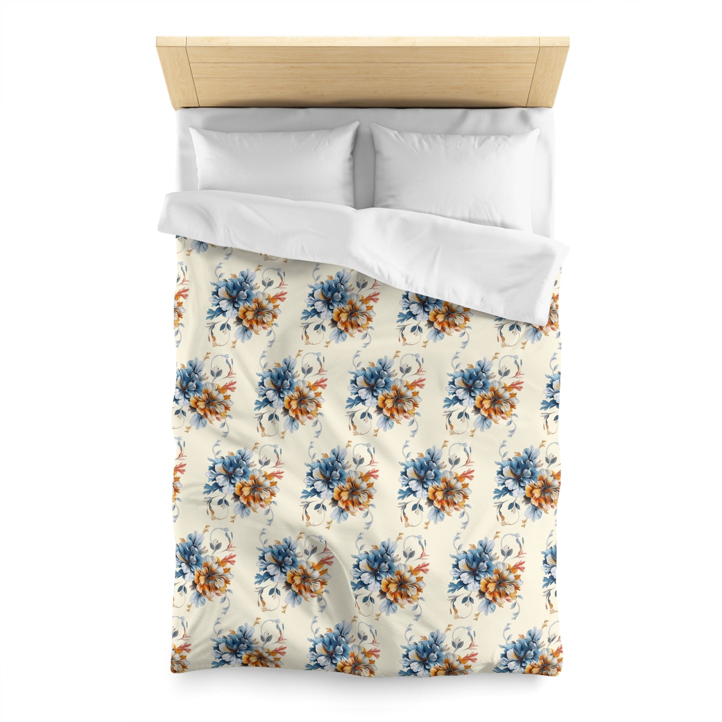 Floral Microfiber Duvet Cover, Soft Bedding Set, Cozy Home Decor, Nature-Inspired Bedroom, Spring Gift Idea