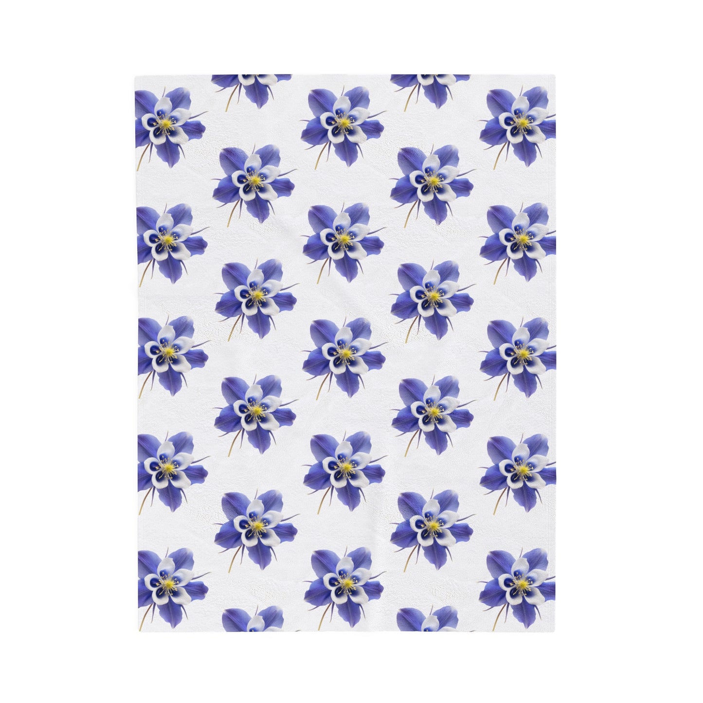 Velveteen Plush Blanket with Colorful Aquilegias Flower Design
