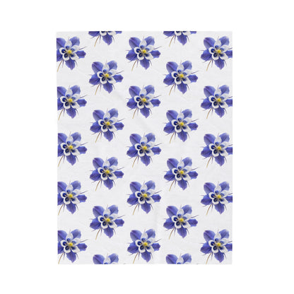 Velveteen Plush Blanket with Colorful Aquilegias Flower Design