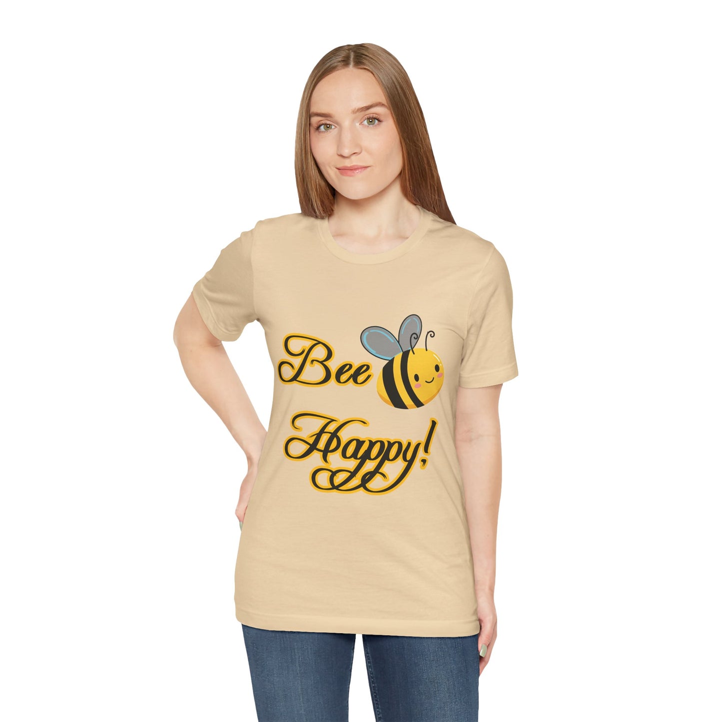 Bee Happy Unisex Jersey Tee - Cheerful Graphic T-Shirt for Positive Vibes