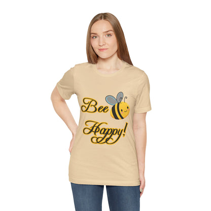 Bee Happy Unisex Jersey Tee - Cheerful Graphic T-Shirt for Positive Vibes