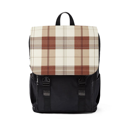 Unisex Casual Shoulder Backpack - Front Flap design Backpack - Plaid Backpack