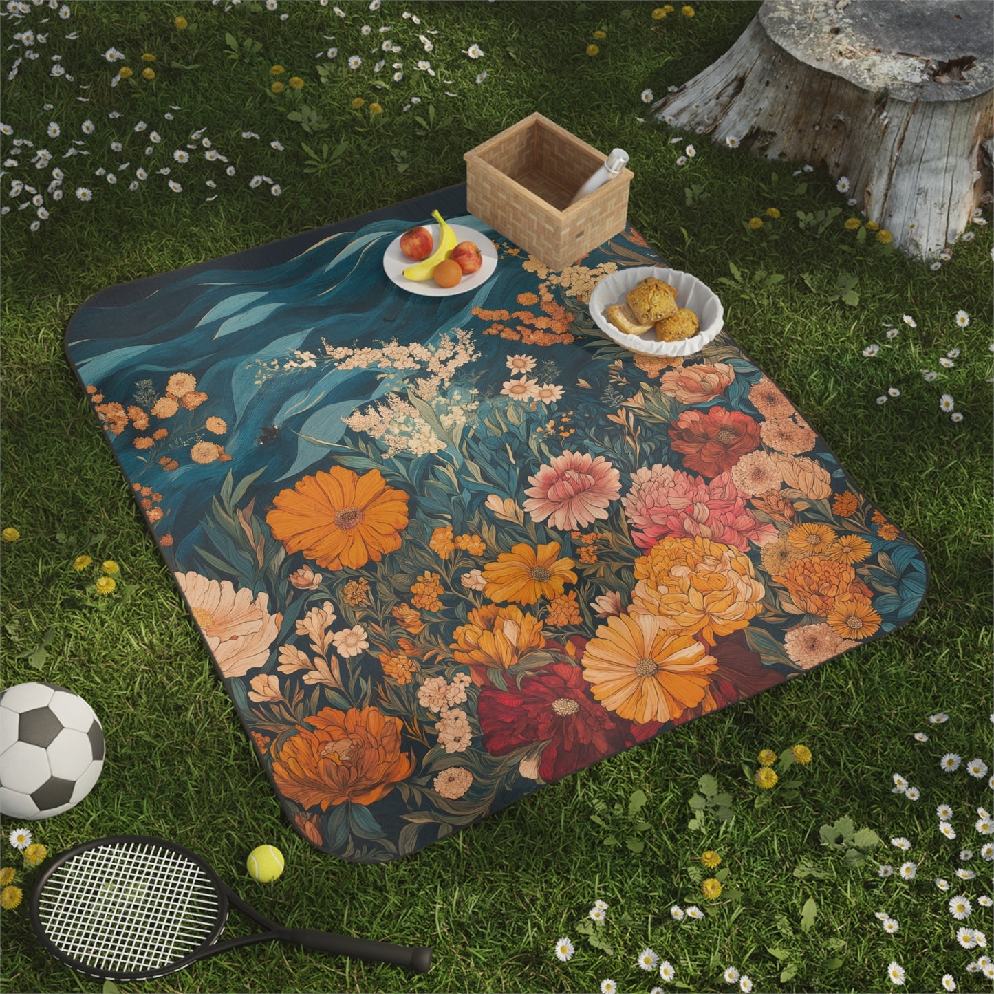 Botanical Floral Picnic Blanket - Outdoor Blanket for Gatherings & Relaxation