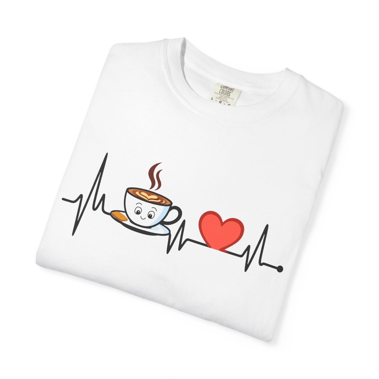 Cute Coffee Heartbeat T-Shirt, Unisex Tee for Coffee Lovers, Gift for Baristas, Casual Wear, Perfect for Birthdays and Holidays