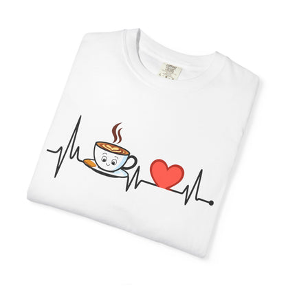 Cute Coffee Heartbeat T-Shirt, Unisex Tee for Coffee Lovers, Gift for Baristas, Casual Wear, Perfect for Birthdays and Holidays