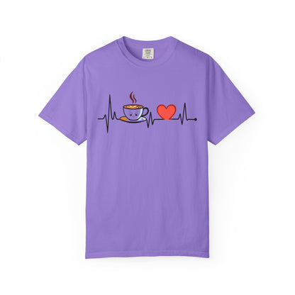 Cute Coffee Heartbeat T-Shirt, Unisex Tee for Coffee Lovers, Gift for Baristas, Casual Wear, Perfect for Birthdays and Holidays