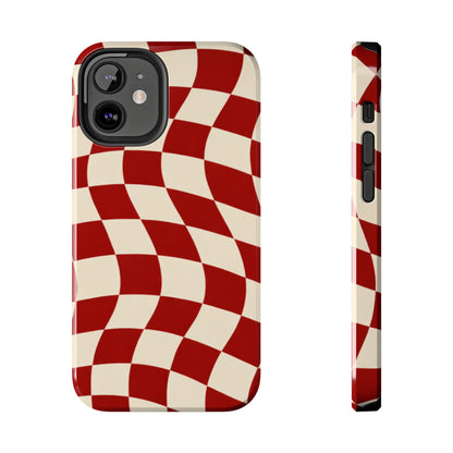 Red Wavy Checker Phone Case