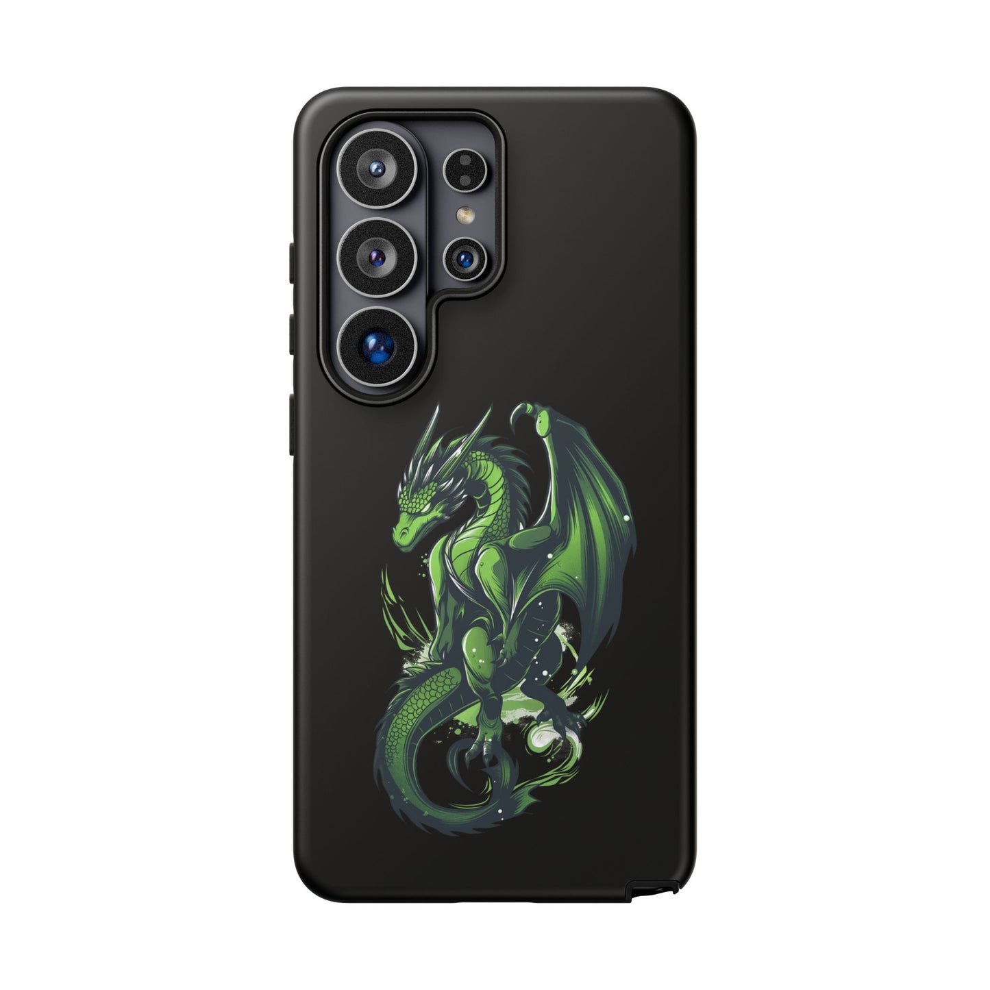 Tough Cases with Green Glowing Dragon design for iPhone, Samsung, and Google