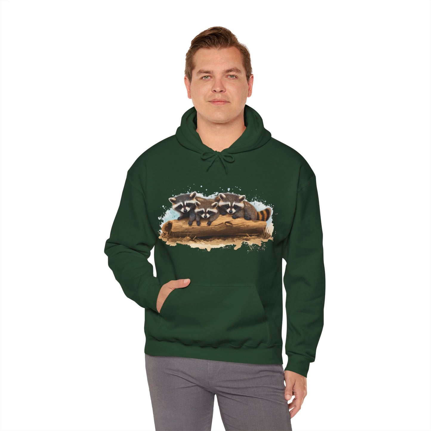 Cozy Raccoon Hooded Sweatshirt - Unisex Heavy Blend™- Raccoon in hoodie - Raccoon Hoodie with ears
