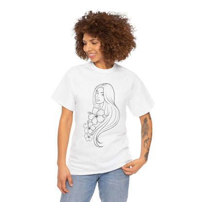 Floral Princess Cotton Tee - Chic Casual Wear - Birthday Gift - Mother's Day Gift