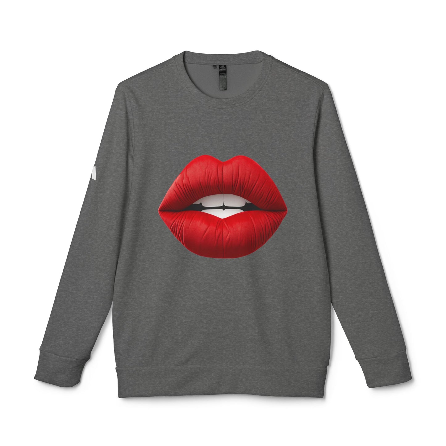 Adidas Women's Fleece Crewneck Sweatshirt with Red lips-shaped design