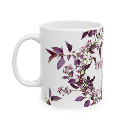 Ceramic Mug with purple small and dense flowers, (11oz, 15oz)