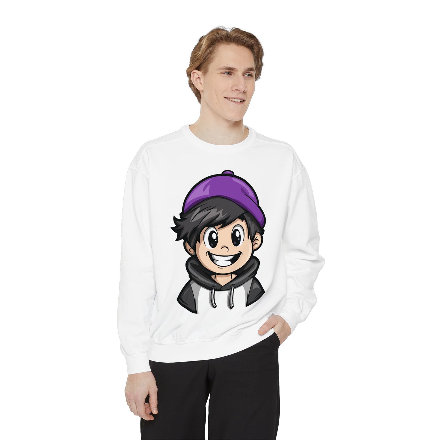 Men's Garment-Dyed Sweatshirt - Happy Vibes