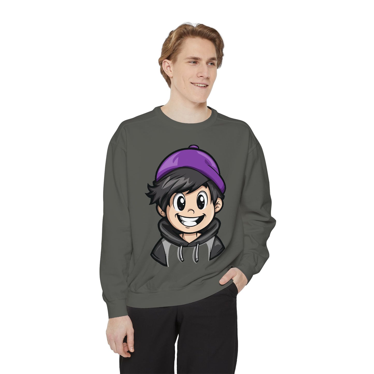 Men's Garment-Dyed Sweatshirt - Happy Vibes