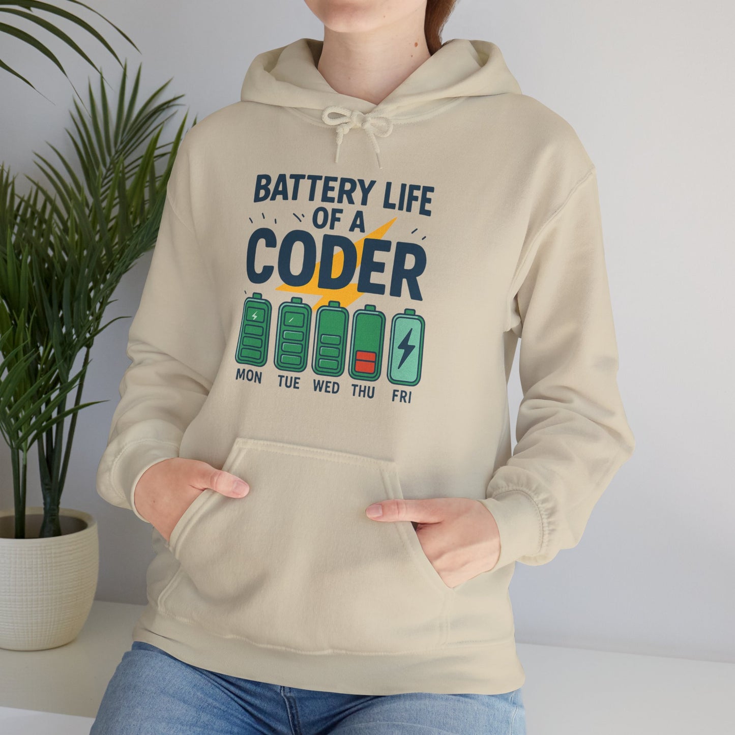 Battery Life of a Coder Hoodie, Programmer Gift, Coding Apparel, Techie Fashion