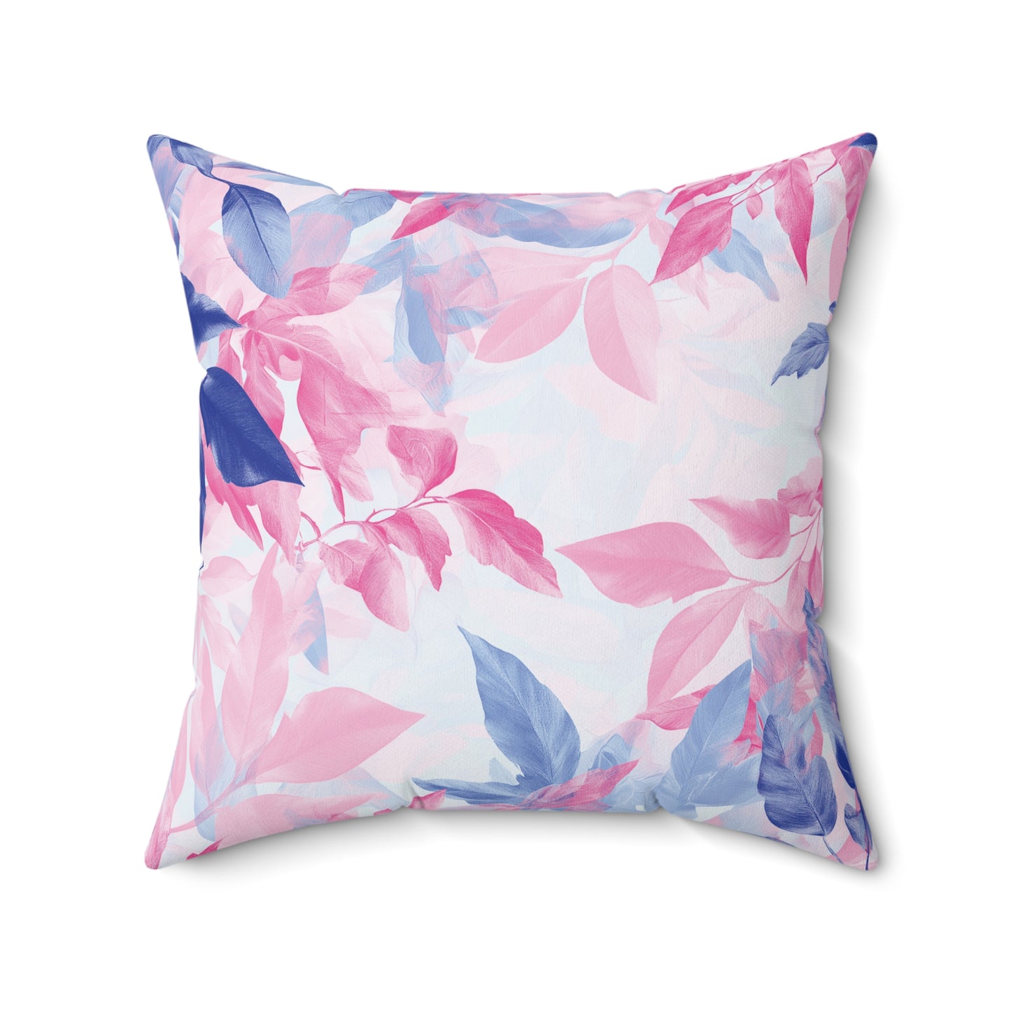 Decorative Pillow - Colorful Pastel Leaves in Pink & Blue Tones