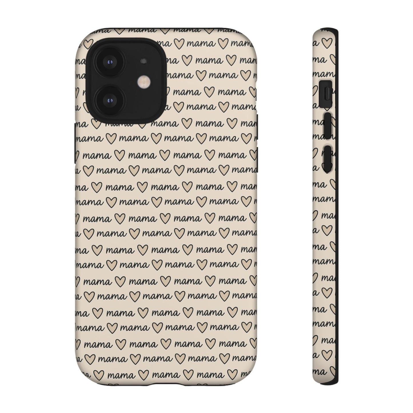 Mama Script Heart Pattern Phone Case