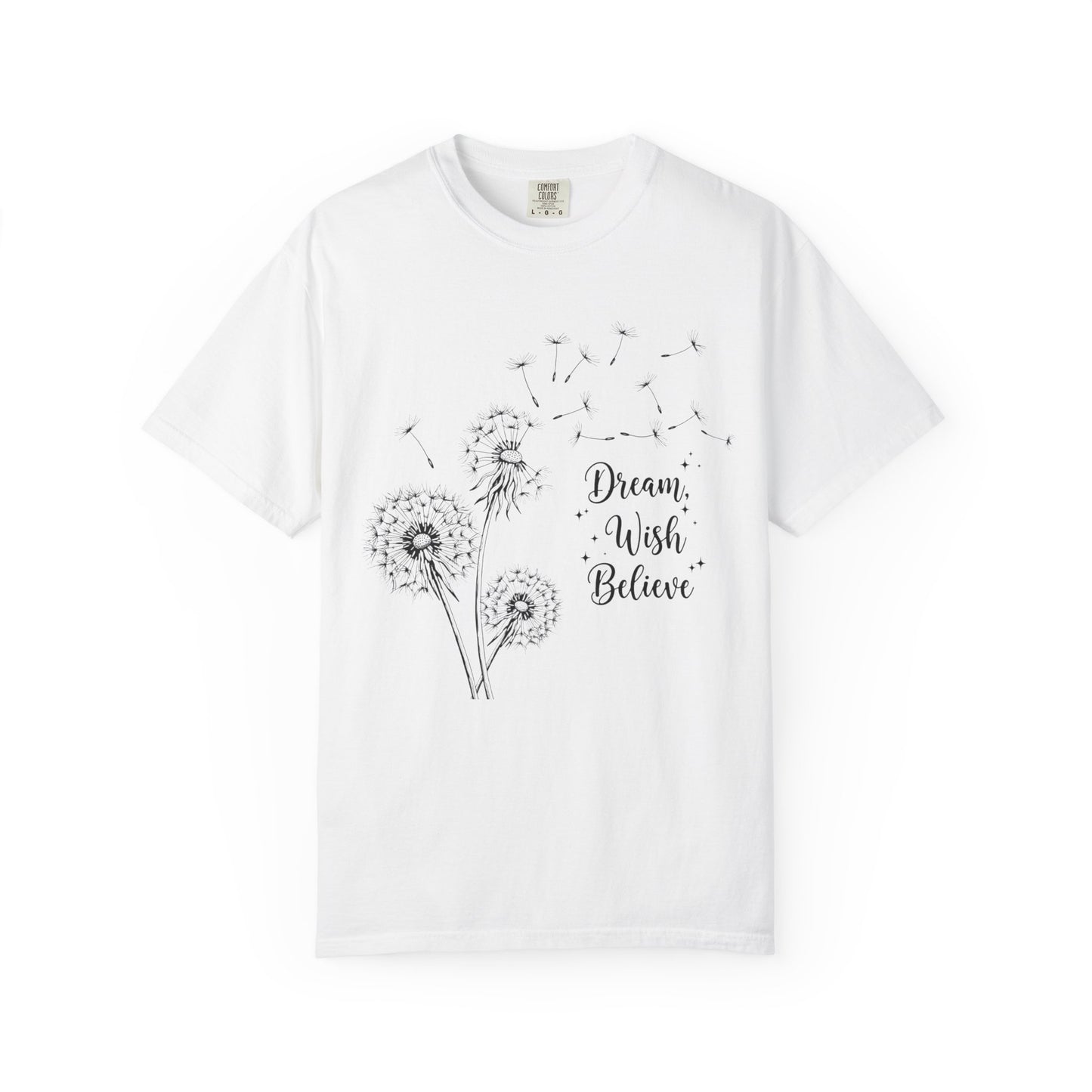Inspirational Dandelion T-Shirt - Dream, Wish, Believe - Gift Tee