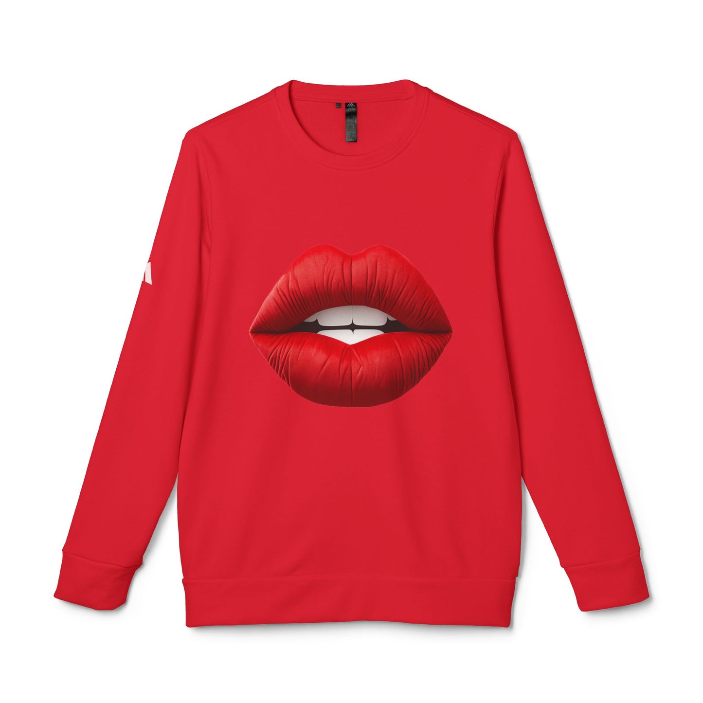 Adidas Women's Fleece Crewneck Sweatshirt with Red lips-shaped design