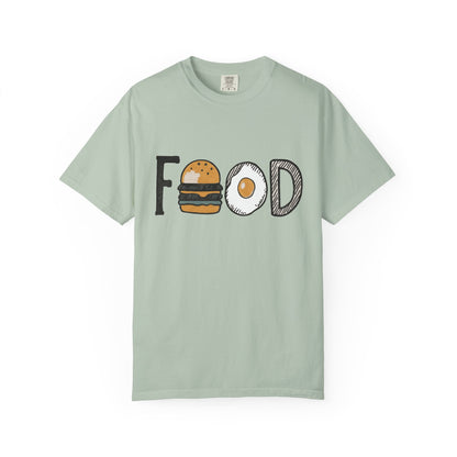 Food Unisex Garment-Dyed T-Shirt | Fun Burger & Egg Graphic