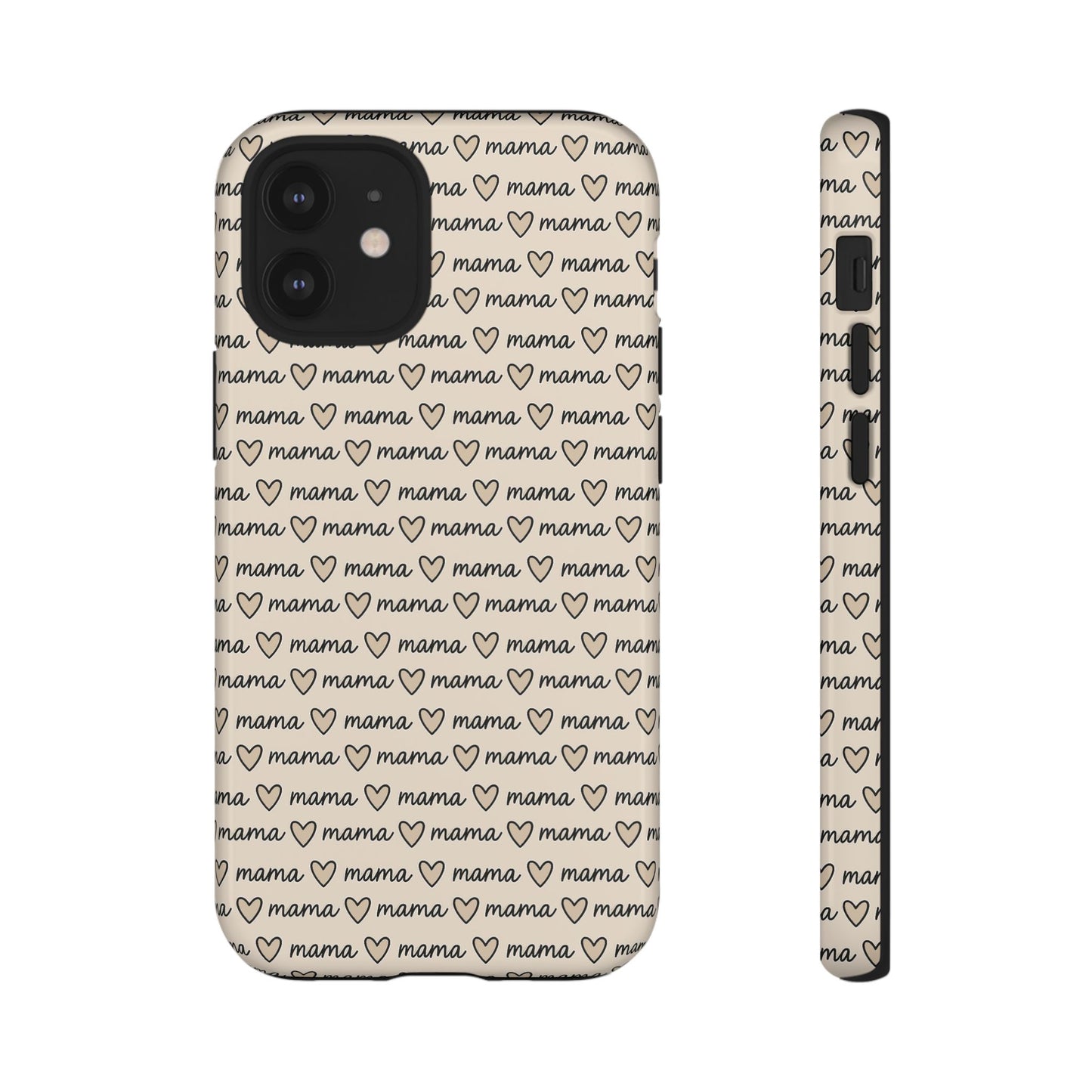 Mama Script Heart Pattern Phone Case
