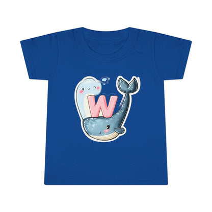 Cute Whale & Ghost Letter W Toddler T-Shirt – Fun Kids Apparel for Learning & Play