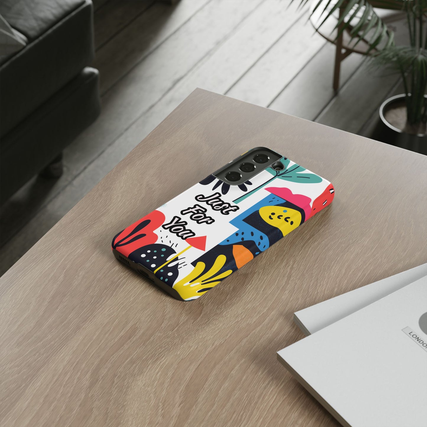 Colorful Phone Case with "Just For You" Design - Fun Gift, Unique Phone Accessory, Vibrant Design, Custom Gift Idea, Personal Touch