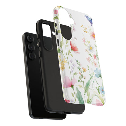 Watercolor Wildflower & Butterfly Phone Case - iPhone, Samsung, and Google case
