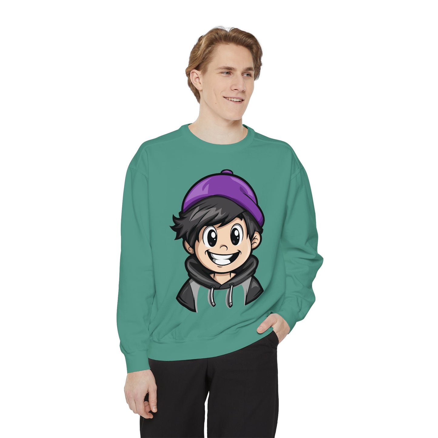 Men's Garment-Dyed Sweatshirt - Happy Vibes