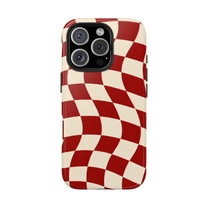 Red Wavy Checker Phone Case