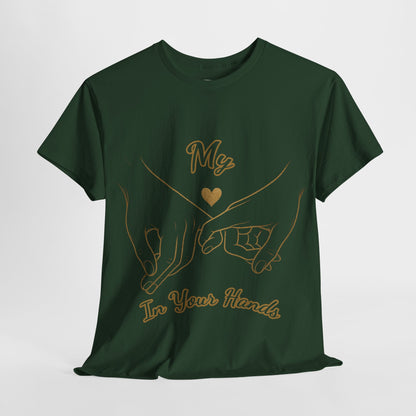 Cute Couples Unisex Heavy Cotton Tee - 'My Heart in Your Hands' design T-shirt