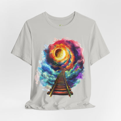 Unisex T-Shirt with 3D Watercolor Universe and an Abstract Representation with a Sun