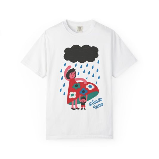 Colorful Rainy Day Unisex T-Shirt - Whimsical Design Featuring Flowers & Clouds - Mother's day Gift - Birthday Gift
