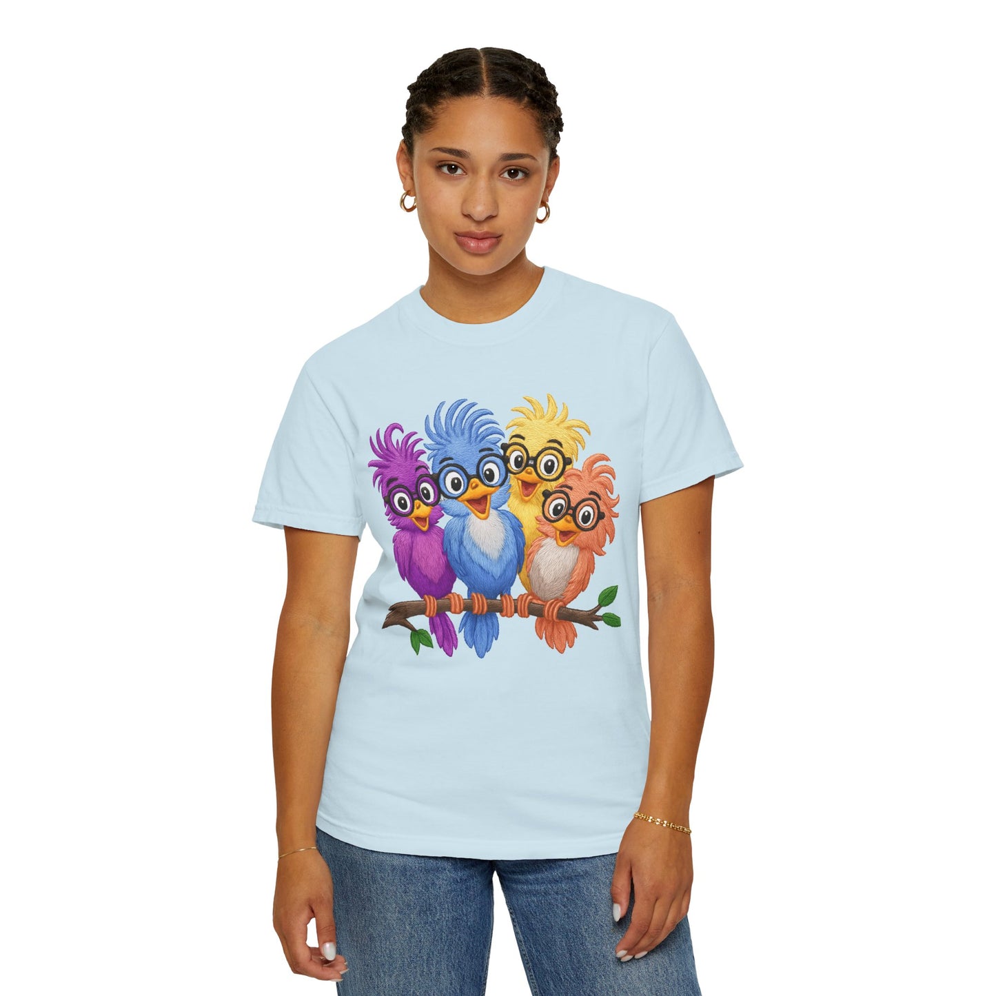 Colorful Bird Friends Women's T-Shirt - Fun & Playful Graphic Tee