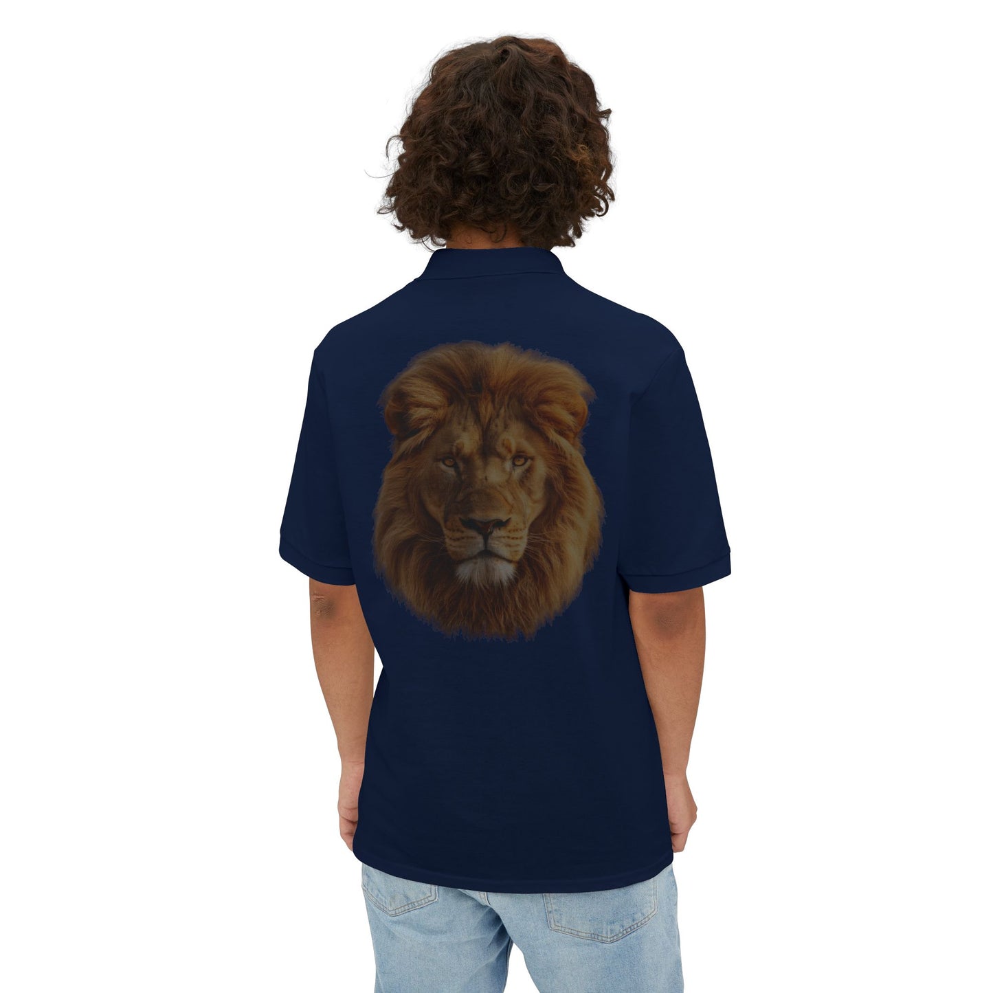 Men's Polo Striking Lion Design