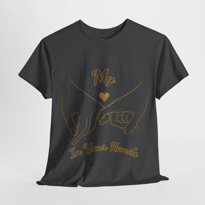 Cute Couples Unisex Heavy Cotton Tee - 'My Heart in Your Hands' design T-shirt